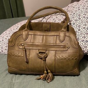 boc Olive Green Satchel with Tassel Accent